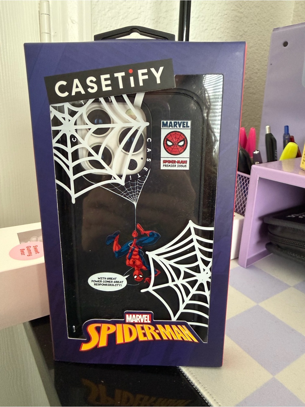 Casetify Black Spider-Man Comic Web iPhone 16 pro Case